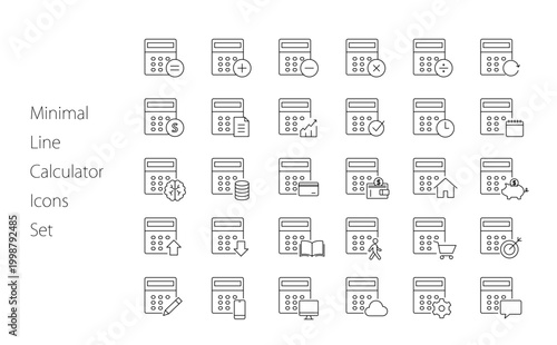 Minimal Line Calculator Icons Set
