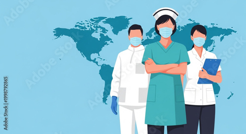 Global healthcare heroes A diverse team of medical professionals united in their commitment to health and well-being worldwide