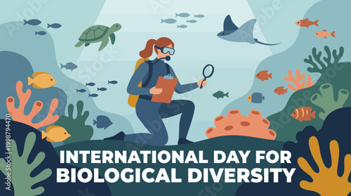International Day for Biological Diversity Underwater Research Vector