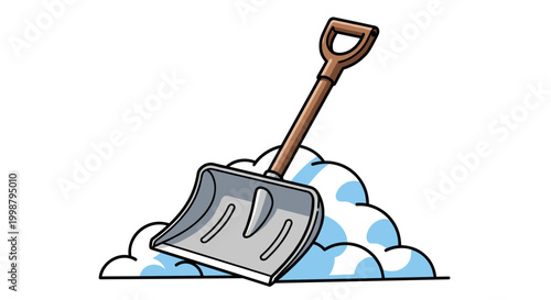 Winter snow shovel tool for clearing snow from paths and driveways during cold season weather conditions