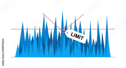 Financial chart with fluctuating blue peaks and valleys indicating market volatility a price tag labeled 'limit'