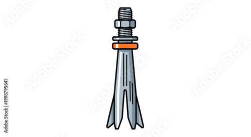 Detailed illustration of a metal expansion anchor bolt with nut and washer isolated on a clean white background