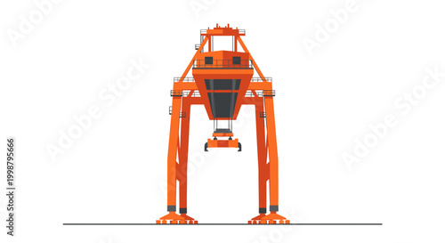 Industrial orange container gantry crane machinery for heavy lifting and logistics operations at a modern port terminal