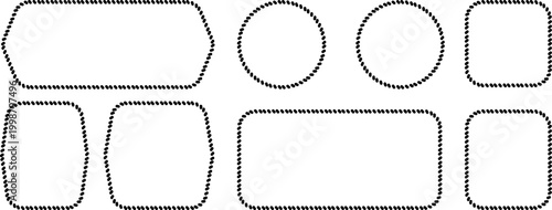 Set of rope frames, vector illustration of nautical cord borders, collection of various shapes of rope frames for text or photos