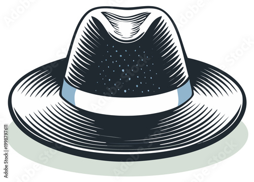 Retro Fedora Hat Etching Style, Classic Design, Stylish Headwear