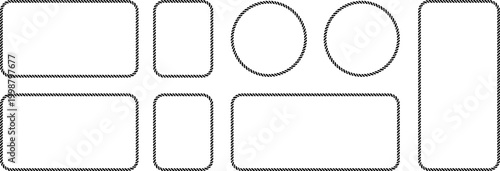 Set of rope frames, nautical border elements, vector illustration