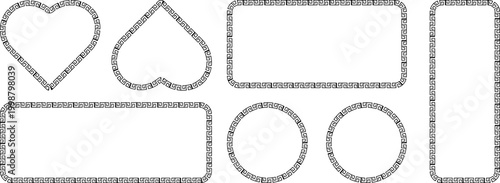 Foto Set of vector frames with greek key pattern, meander border, decorative rectangu
