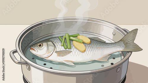 Steamed fish with ginger and scallions