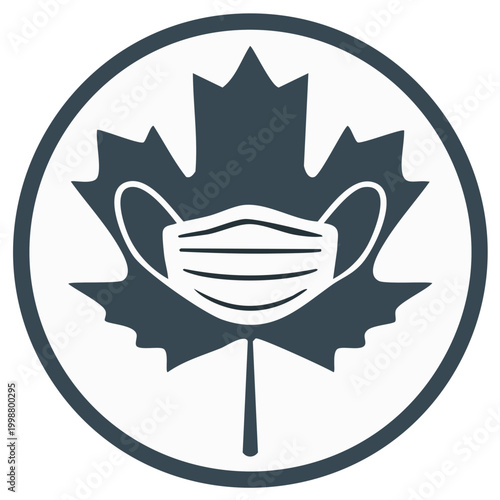 Masked Maple Leaf Symbol Indicating Protection and Pandemic Awareness