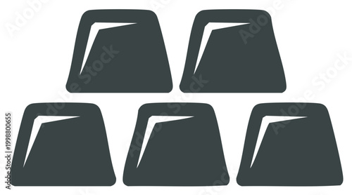 Set of five flat style icons of gold bars representing wealth and investment