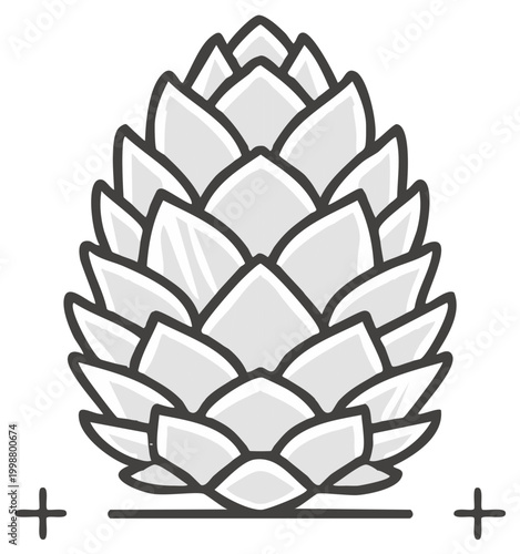 Stylized Hop Cone Vector Illustration for Brewing and Botanical Design