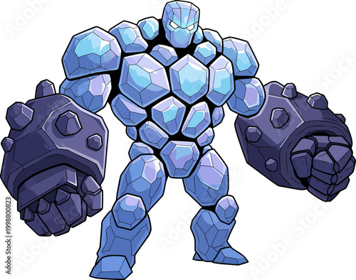 3d muscular robot warrior flexing arms vector illustration
