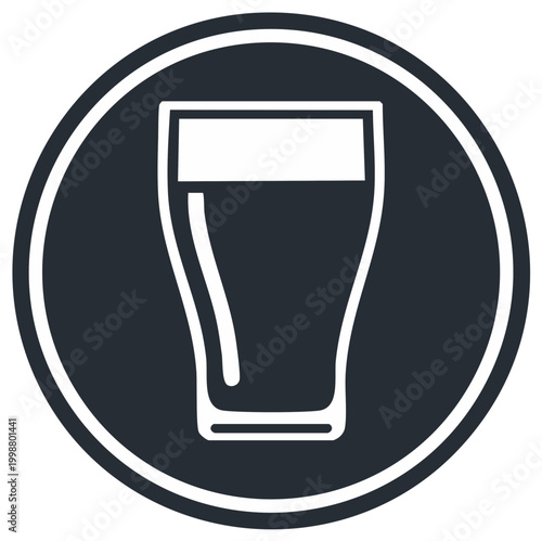 Minimalist icon of a glass of beer within a circle