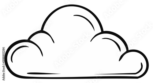 Simple Outline Drawing of a Fluffy Cumulus Cloud for Design