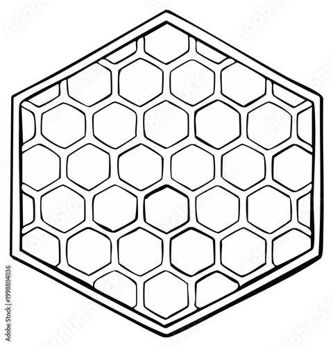 Honeycomb structure simple illustration isolated hexagon form with cells inside