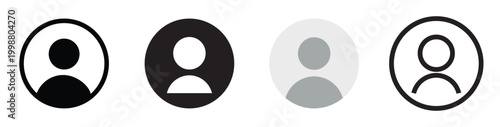 Four different black and white user profile icons on a white background for use in digital applications and websites
