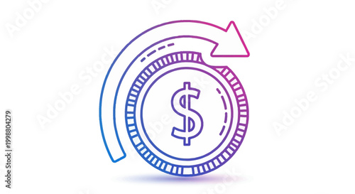 Money Refund Icon with Dollar Sign and Circular Arrow
