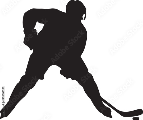 Photography Silhouette of Ice Hockey Player in Action Isolated on White Background