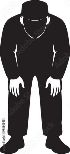 Muslim Man Ruku Bowing Prayer Vector, Islamic Salah Silhouette Line Art for Ramadan and Religious Print