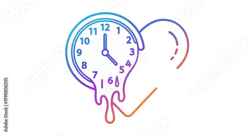 Melting Clock Heart Icon: Time Passing, Love Fades, Deadline, Urgency, Emotional Stress