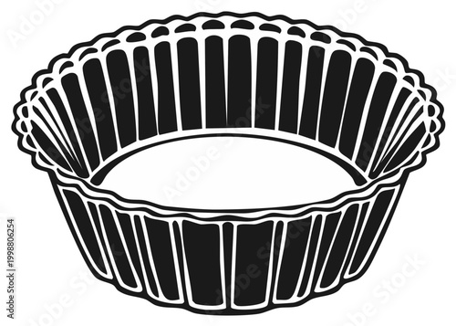 Black and white illustration of an empty baking cup for pastries