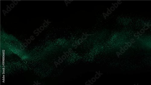 Vector Abstract Subtle ethereal green swirls dance against a stark abyss of black background, creating captivating abstract cosmos.