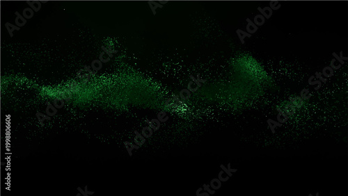 Vector Abstract Mysterious glowing emerald luminescence emerges, shrouded darkness, evoking intrigue, speculation. Captures ethereal beauty.