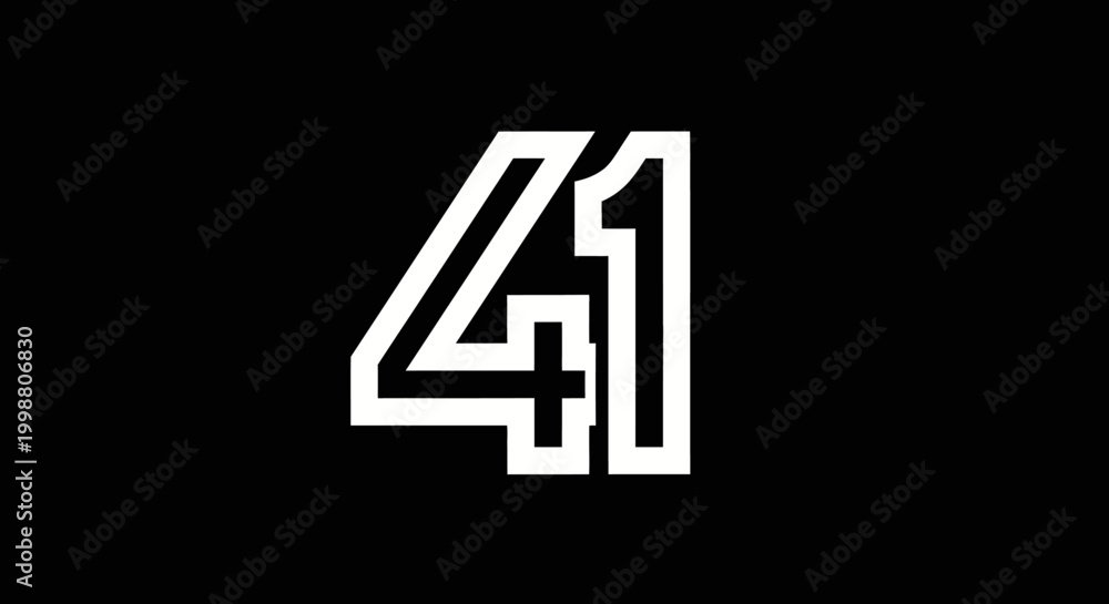 Obraz premium Bold white number 41 design on black background for graphic resource