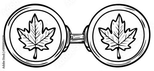Doodle style cufflinks featuring maple leaves and circular design for jewelry concepts