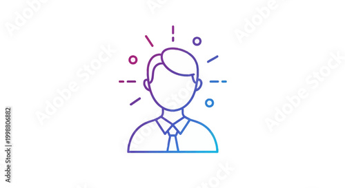 Man icon with radiating lines and circles, representing idea, inspiration, or success