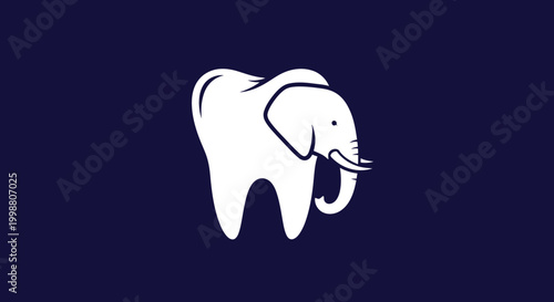 Foto Creative elephant molar tooth dental logo on blue background