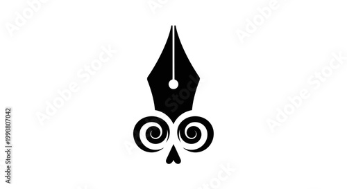 Photos Creative minimalist owl face logo with fountain pen nib