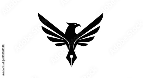Bild auf Leinwand Eagle logo combined with fountain pen nib on white background
