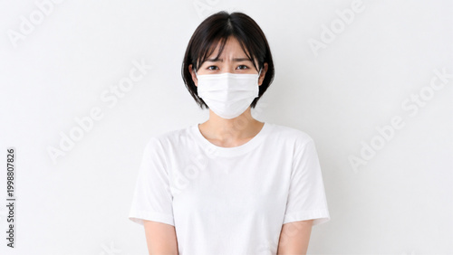 This woman is wearing a face mask to protect herself from respiratory infections.