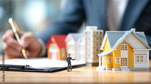 Customer Reviewing Loan Agreement with Real Estate Agent for Residential Investment Approval