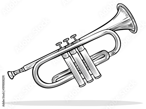 Classic Brass Trumpet Illustration With Valves and Bell