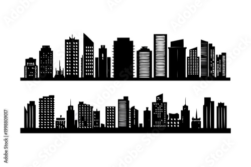 City skyline silhouette graphic illustration.
