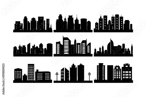 City skyline silhouette vector graphics.