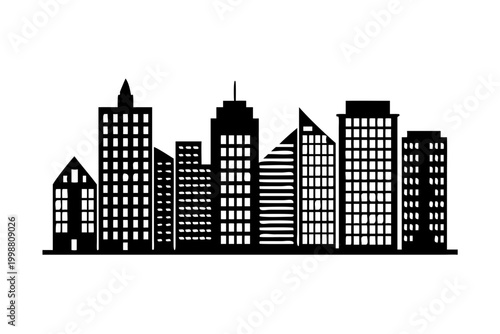 City skyline with modern buildings silhouette.