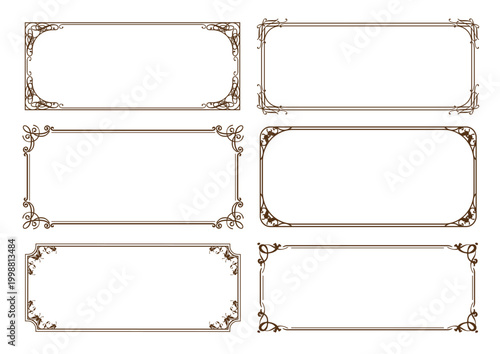 Rectangle Vintage Frames Set Isolated On A White Background. Vector Illustration. 