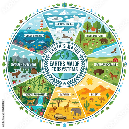 Earth's major ecosystems displayed in a colorful bundled collection
