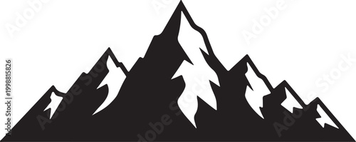 Black Mountain Peaks Silhouette Icon Vector Illustration on White Background