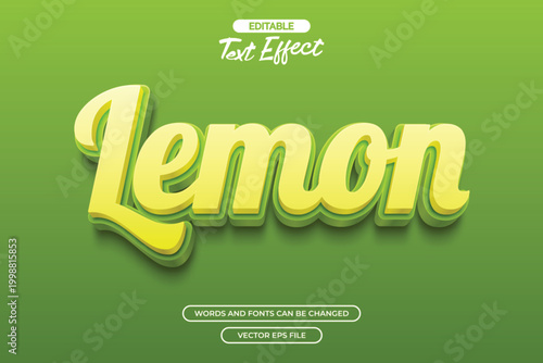 Lemon 3d editable text effect with green text style