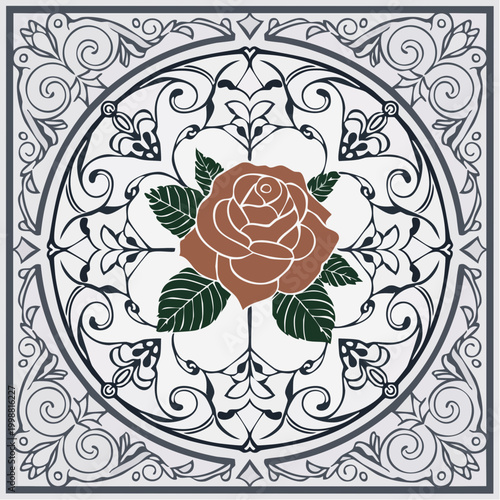 バラとツル植物のベクター素材