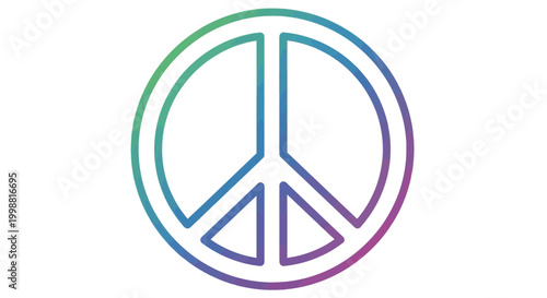 Peace Symbol Gradient Circle Icon, Retro Style, Symbol of Peace and Love