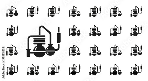 Laboratory, science, chemistry icons, 25 black vector symbols, equipment, lab tools, scientific research, chemistry lab, laboratory equipment
