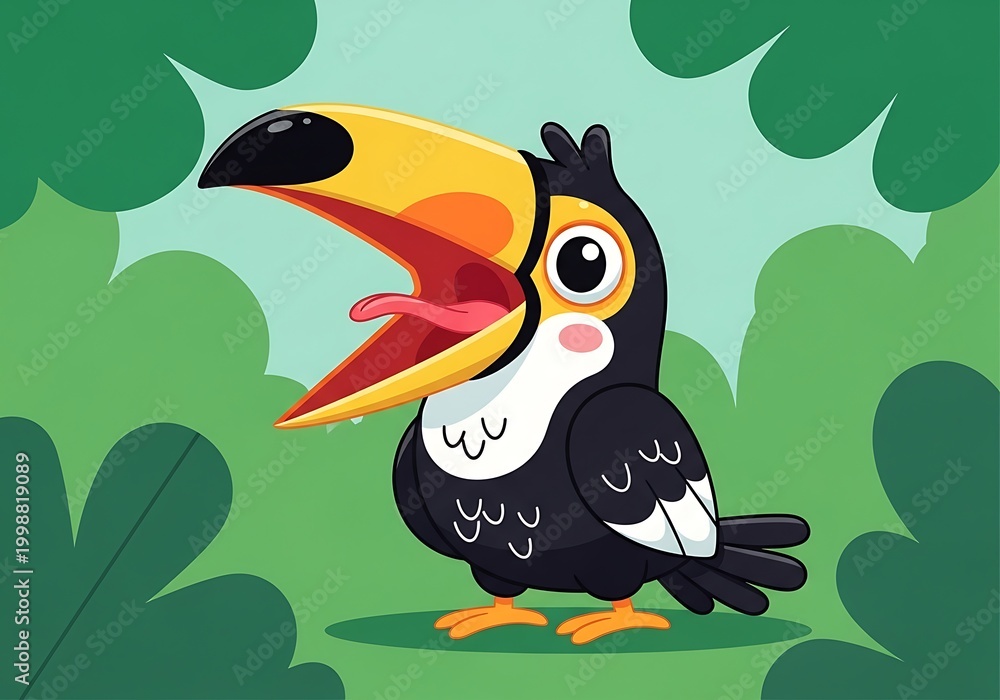 Obraz premium Cartoon Toucan Bird in Jungle