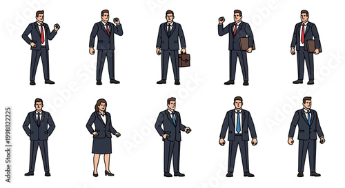 Collection Of Diverse Business Professionals Posed In Formal Attire For Corporate Environments And Workplace Settings
