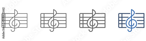 
outline icon set treble clef with treble key design