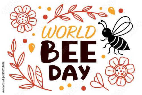 World Bee Day Vector Illustration, Save Bees Environmental Awareness Design